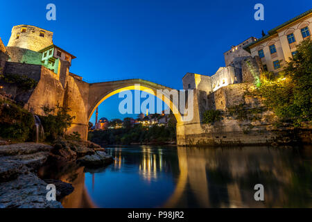 Bridge over the Neretva river Mostar Stari Most Bosnia & Herzegovina Stock Photo