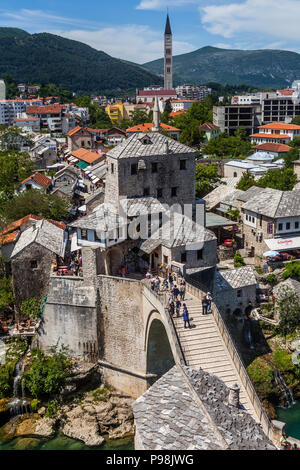 Bridge over the Neretva river Mostar Stari Most Bosnia & Herzegovina Stock Photo