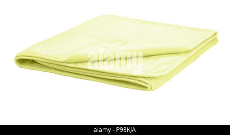 Yellow folded blanket isolated on white background. Include clipping path Stock Photo
