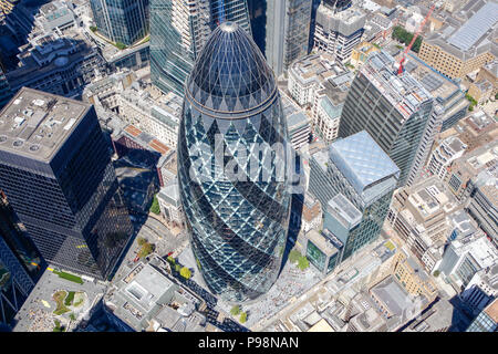 Aerial photograph of 30 St Mary Axe (The Gherkin) Stock Photo