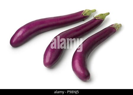 Fresh raw Japanese purple eggplants iisolated on white background Stock Photo