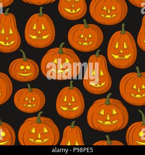 Pumpkins Jack O Lantern Tile Pattern Stock Vector