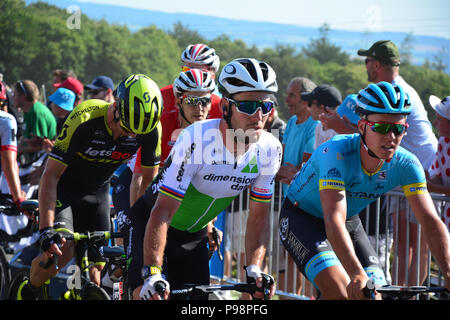 Tour de France 2018. Stage 6. Brest to Mur-de-Bretagne. Inside the last kilometre of the 181km course which has an average gradient of 6.9%. Stock Photo