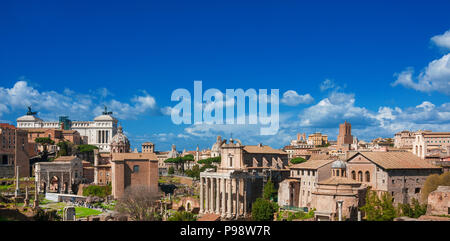 Rome, the Eternal City. Panoramic view of historic center old skyline, seen from Palatine Hill (with copy space above) Stock Photo