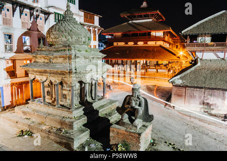 Kathmandu, Bagmati, Nepal : Unesco listed Durbar Square at night. Stock Photo