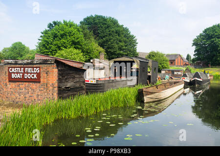 Industrial canal boat yard, Black country living museum, Dudley UK Stock Photo