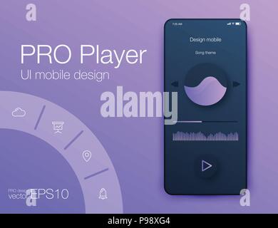 UI audio player templates templates in vector with design elements Stock Vector