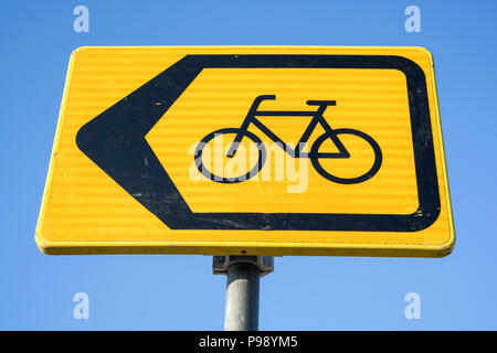 Dutch road sign: diversion for cyclists Stock Photo