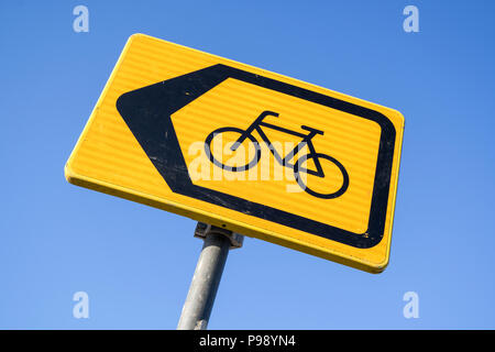 Dutch road sign: diversion for cyclists Stock Photo