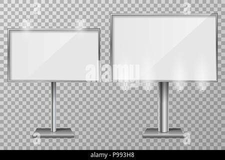 Billboard template design for outdoor advertising and design. 3d Retail lighting billboards. Business concept of lightbox screen. vector illustration Stock Vector