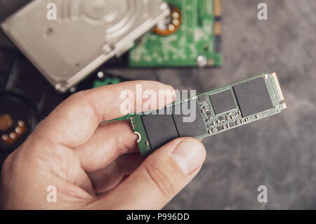 The evolution of digital data storage device. Floppy disks, flash ...