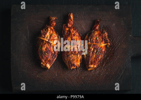 Bamboo shoot Stuffed pork herb Frying oil North Thai food Stock Photo