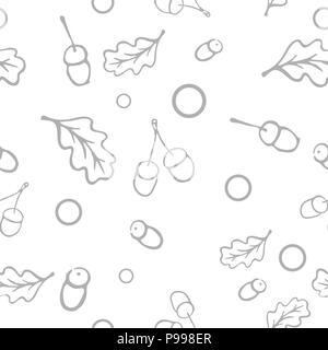Creative seamless illustration with randomly scattered acorns and leaves. Stock Vector