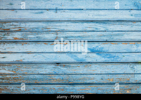 Texture of old blue horizontal wooden planks. Stock Photo
