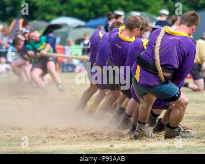 Stonehaven, Scotland - 15 July, 2018: Tug of War event at the Highland Games in Stonehaven, Scotland. Stock Photo