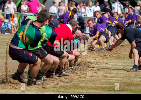 Stonehaven, Scotland - 15 July, 2018: Tug of War event at the Highland Games in Stonehaven, Scotland. Stock Photo