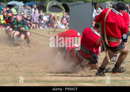 Stonehaven, Scotland - 15 July, 2018: Tug of War event at the Highland Games in Stonehaven, Scotland. Stock Photo