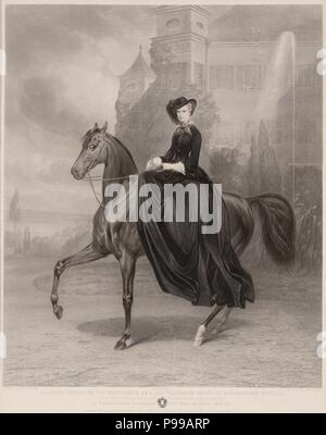 Portrait of Elisabeth of Bavaria on horseback. Museum: PRIVATE COLLECTION. Stock Photo