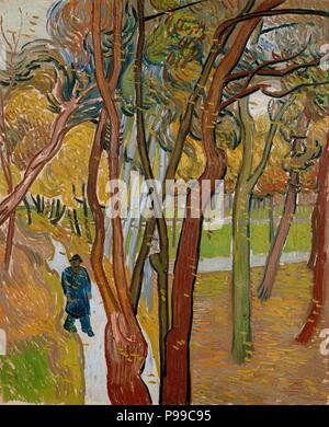 The garden of Saint Paul's Hospital (The fall of the leaves). Museum: Van Gogh Museum, Amsterdam. Stock Photo