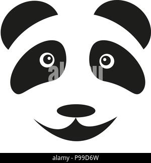 a cute head baby panda bear smiles on a white background Stock Vector