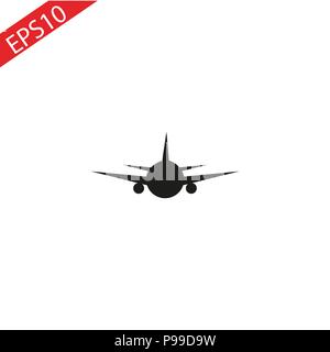 black airplane icon with shadow. isolated on gray background. flat style trend modern logo design vector illustration Stock Vector