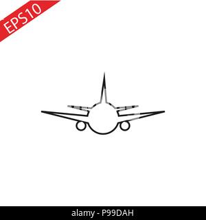 Airplane line icon, outline vector sign, linear style pictogram isolated on white. Plane front symbol, logo illustration. Editable stroke. Pixel perfect graphics Stock Vector