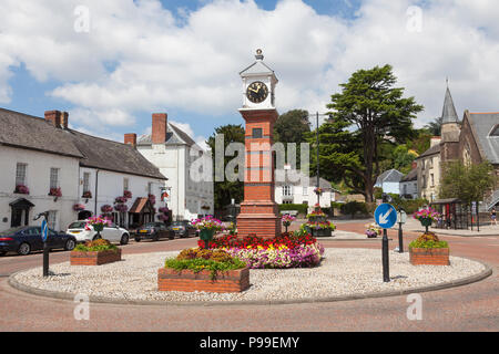 Clock Tower, Twyn Square, Usk, Monmouthshire, Wales, UK Stock Photo