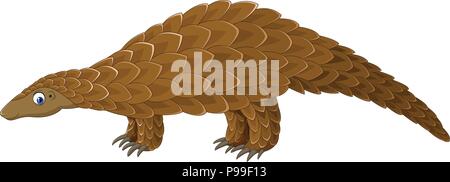 Cartoon pangolin isolated on white background Stock Vector