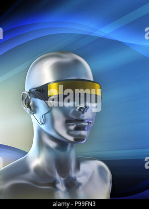 Futuristic vision device on a female android. Digital illustration. Stock Photo