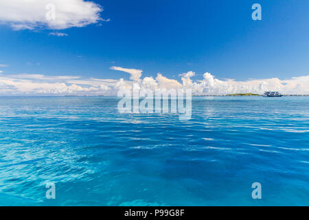 Tropical sea view, endless sea view and blue sky in Maldives island Stock Photo