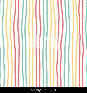 hand drawn horizontal stripe pattern vintage soft pastel colour seamless Stock Vector