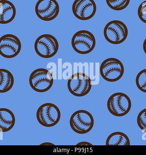 Baseball ball pattern seamless. Vector illustration. Blue background. Stock Vector