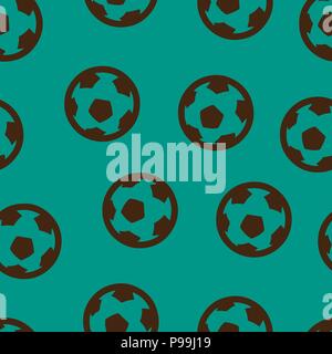 Football ball pattern seamless. Vector illustration. Turquoise background. Stock Vector