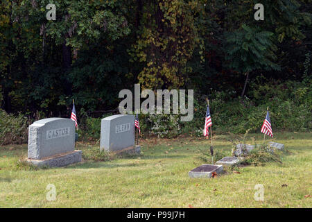 The graves of astronaut John Glenn’s and his wife’s parents are side by side at New Concord cemetery, Ohio. Stock Photo