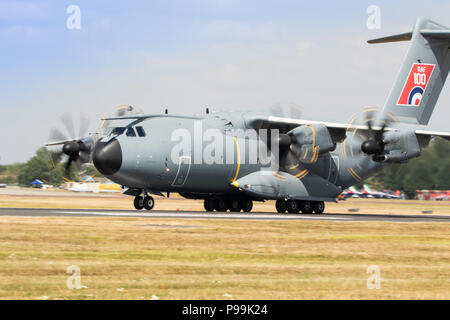 Airbus A400M at The Royal International Air Tattoo at RAF Fairford, England featuring the RAF100 Specialtail markings Stock Photo