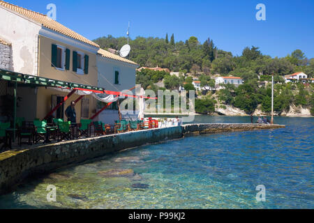 The pretty little harbourside village of Loggos, Paxos, Greece Stock ...