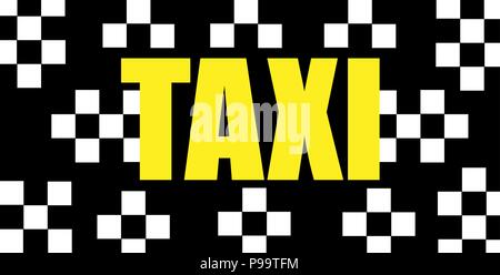 yellow taxi inscription on a black background taxi minimalistic logo Stock Vector