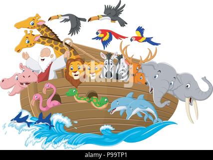 Cartoon Noah's ark isolated on white background Stock Vector