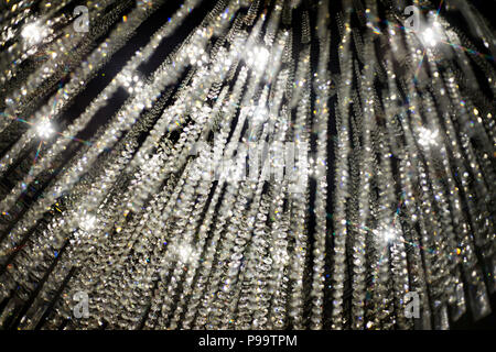 close up crystal of chandalier for decoration room on top roof Stock Photo