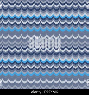Vector ikat wave blue seamless pattern Stock Vector