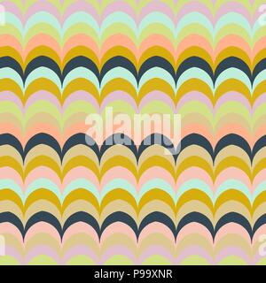 Vector ikat wave retro pastel seamless pattern Stock Vector