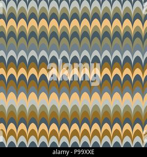 Vector ikat wave red feather retro colours seamless pattern Stock Vector