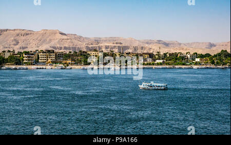 River boat crossing Nile River, Luxor to West Bank, Luxor, Egypt, Africa Stock Photo