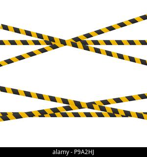 Caution lines isolated. Realistic warning tapes. Danger signs. Vector illustration isolated on checkered background Stock Vector