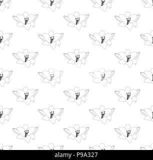 Lily Flower Seamless on White Background. Vector Illustration. Stock Vector