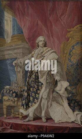 Portrait of Louis XV in his royal costume. Museum: Musée de l'Histoire de France, Château de Versailles. Stock Photo