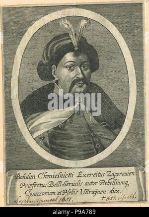 Portrait of the Cossack Hetman of Ukraine Bohdan Khmelnytsky (1595-1657). Museum: PRIVATE COLLECTION. Stock Photo