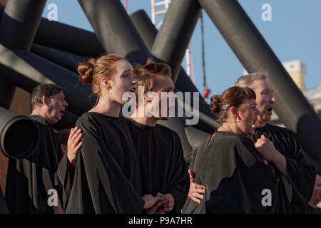 St. Petersburg, Russia - July 15, 2018: Actors perform the opera Macbeth of G. Verdi outdoors during the festival All Together Opera. It was 2nd of 4  Stock Photo