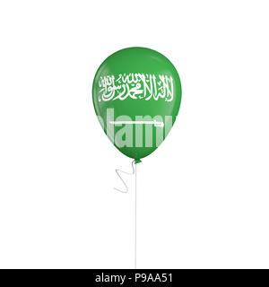 Saudi Arabia flag balloon on a string. 3D Rendering Stock Photo