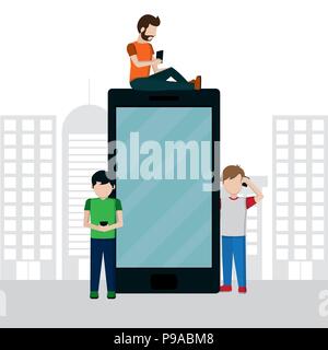 Man and smartphone Stock Vector